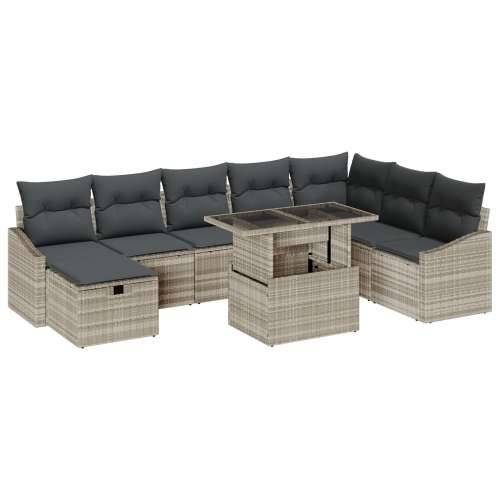 9 komada vrtni sofa set s jastučićima svijetlo siva poli rattan Cijena