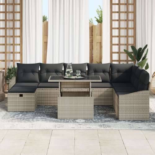 9 komada vrtni sofa set s jastučićima svijetlo siva poli rattan Cijena