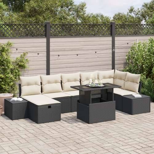 8-dijelni set vrtne sofa s jastučićima crni poli ratan Cijena
