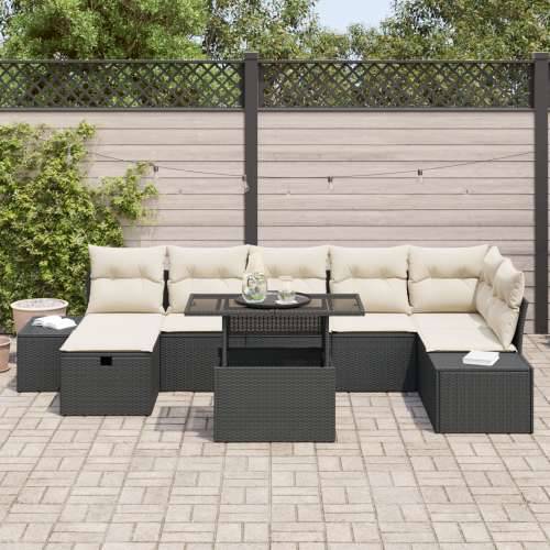 8-dijelni set vrtne sofa s jastučićima crni poli ratan Cijena