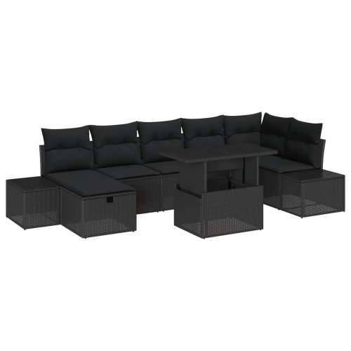 8 Dijelni Vrtni Sofa Set s Jastučićima Crni Poly Ratan Cijena