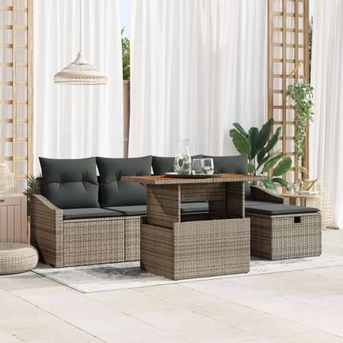 set od 6 vrtnih sofa s jastučićima sivi poliratan Cijena