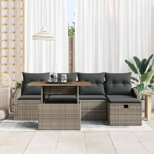 set od 6 vrtnih sofa s jastučićima sivi poliratan Cijena
