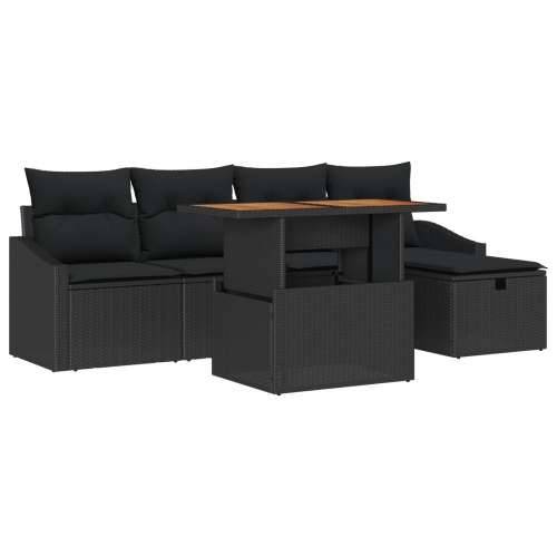 6-dijelni Vrtni Sofa Set s Jastučićima Crni Poli Ratan Cijena