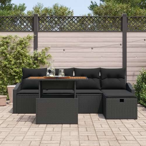 6-dijelni Vrtni Sofa Set s Jastučićima Crni Poli Ratan Cijena