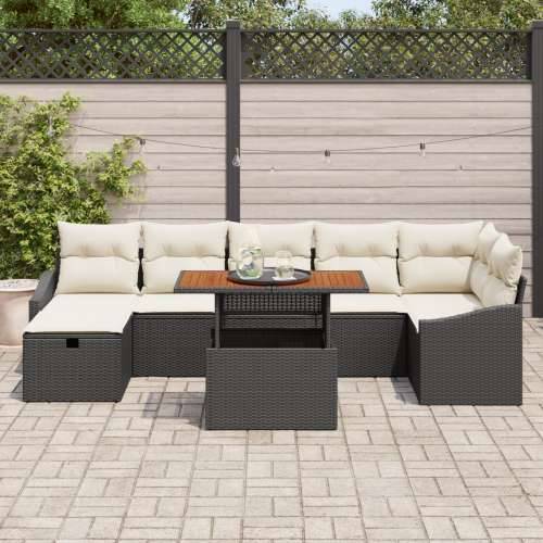 set od 8 vrtnih sofa s jastučićima crni poli ratan Cijena