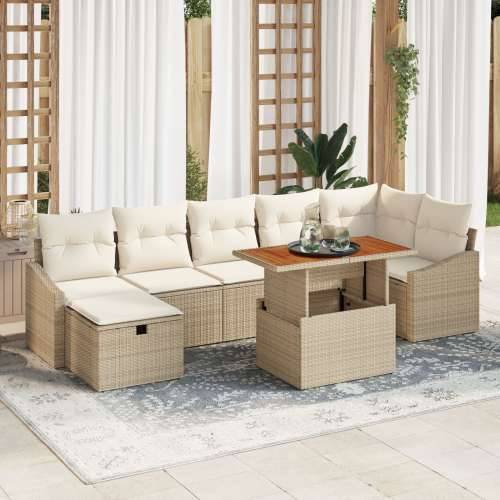 set vrtnih sofa od 8 komada s jastučićima bež poli ratan Cijena