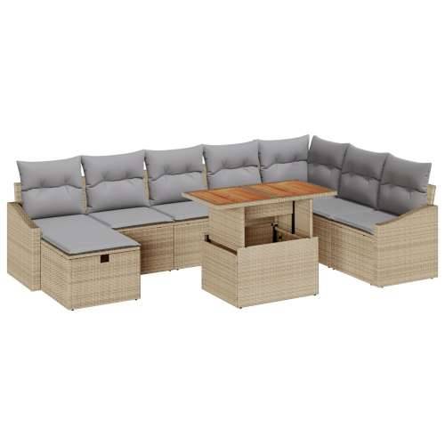 Vrtna garnitura - 9-dijelni set vrtnih sofa s jastučićima smeđi poli ratan Cijena