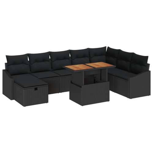 set od 9 vrtnih sofa s jastučićima crnog poli ratana Cijena
