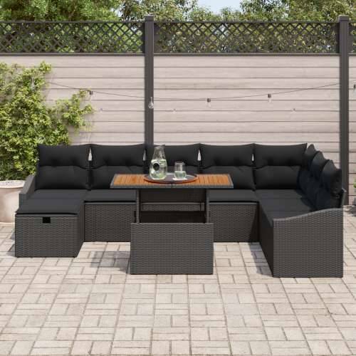 set od 9 vrtnih sofa s jastučićima crnog poli ratana Cijena