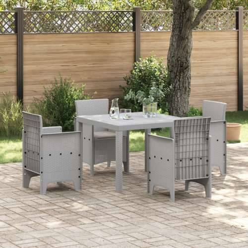 5 dijelni vrtni set s jastučićima svijetlosivi Poly Rattan Cijena