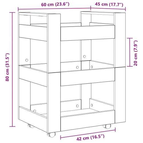 kuhinjska kolica crni hrast 60x45x80 cm konstruirano drvo Cijena