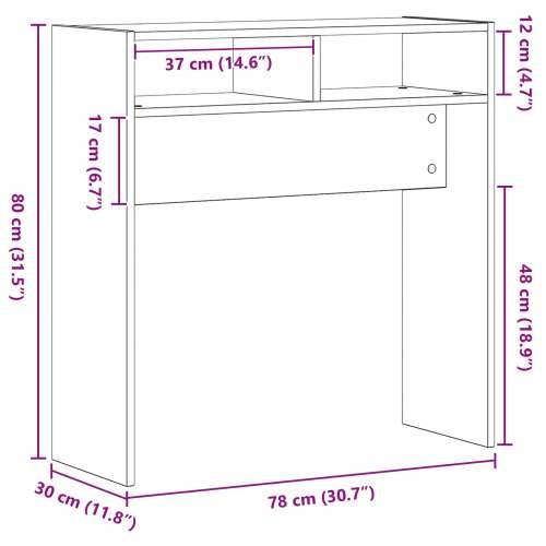Konzolni Stol od Crnog Hrasta - 78x30x80 cm - Napravljen od Konstruiranog Drva Cijena