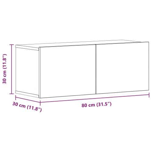TV zidni ormari (Set od 2) - Crni hrast, 80x30x30 cm, napravljeno od konstruiranog drveta Cijena