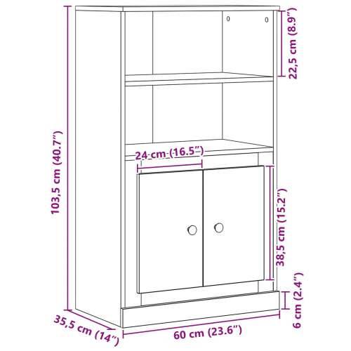 visoka komoda Crna hrastovina 60x35.5x103.5 cm Čvrsto drvo Cijena