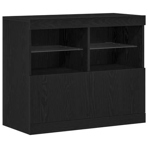 Sideboard s LED svjetlima crni hrast 81x37x67 cm Cijena