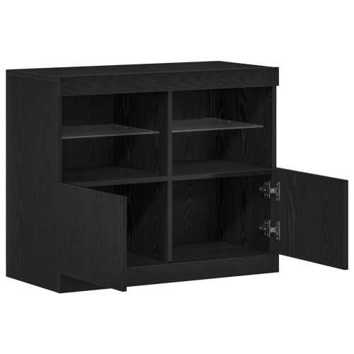 Sideboard s LED svjetlima crni hrast 81x37x67 cm Cijena