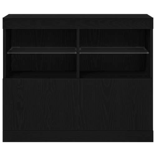 Sideboard s LED svjetlima crni hrast 81x37x67 cm Cijena