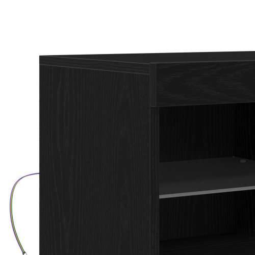 Sideboard s LED svjetlima crni hrast 81x37x67 cm Cijena