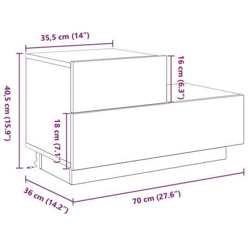 Noćni ormarić s LED svjetlima Staro drvo 100x36x49 cm Cijena