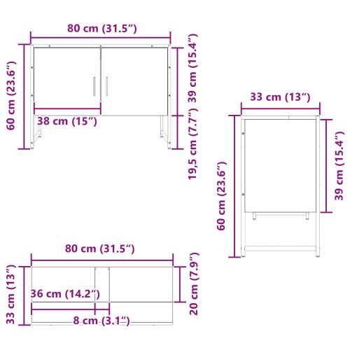 kabinet ispod Lavabo - Umivaonika Crni hrast 80x33x60 cm Inženjersko drvo Cijena