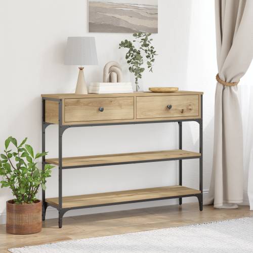 Konzolni stol Hrastovina 100x25x75 cm Konstruirano drvo i čelik Cijena