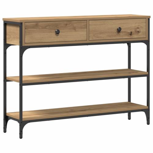 Konzolni stol Hrastovina 100x25x75 cm Konstruirano drvo i čelik Cijena