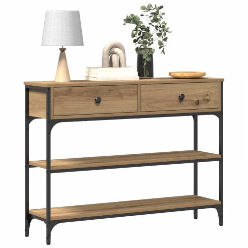 Konzolni stol Hrastovina 100x25x75 cm Konstruirano drvo i čelik Cijena