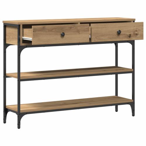 Konzolni stol Hrastovina 100x25x75 cm Konstruirano drvo i čelik Cijena
