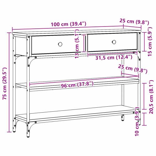 Konzolni stol Hrastovina 100x25x75 cm Konstruirano drvo i čelik Cijena