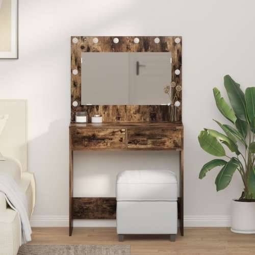 toaletna stolica s LED svjetlima dimljeni hrast 78.5x41x135 cm Cijena
