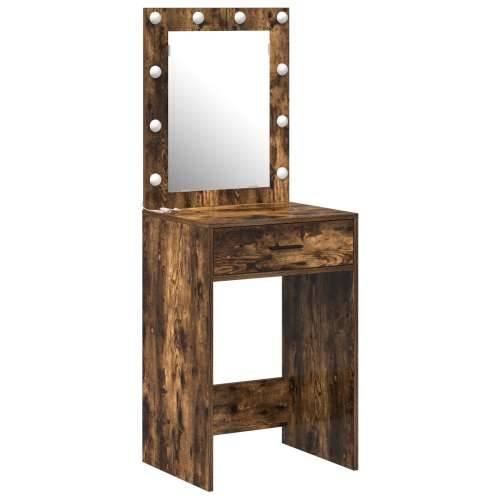 toaletni stol s LED rasvjetom dimljeni hrast 50x41x135 cm Cijena