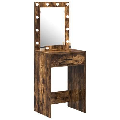 toaletni stol s LED rasvjetom dimljeni hrast 50x41x135 cm Cijena