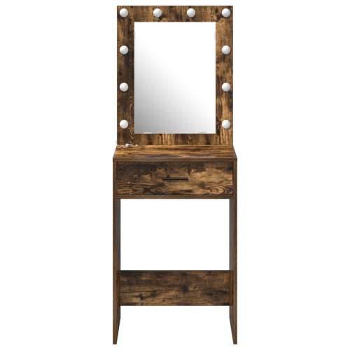 toaletni stol s LED rasvjetom dimljeni hrast 50x41x135 cm Cijena