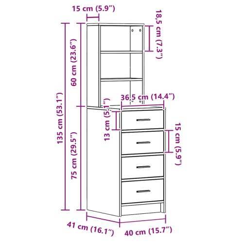 visoki ormar Sonoma hrast 40x41x135 cm konstruirano drvo Cijena