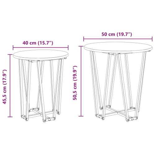 set stolića od 2 - Crni hrast MDF i metal Cijena