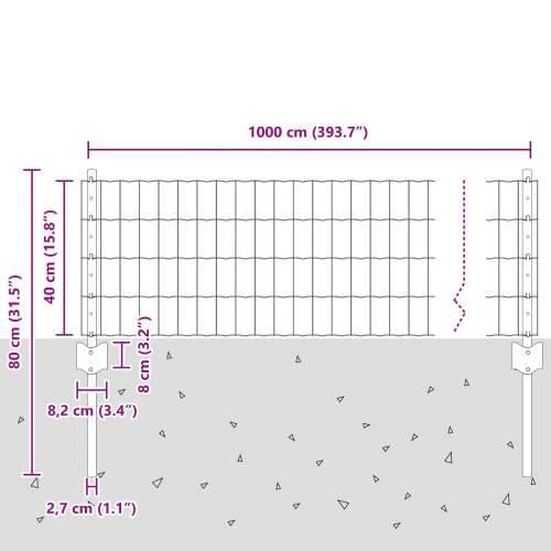 Set Ograda za Vrt Set od 2 Siva Metal 10 x 0.4 m Čvrsta Cijena