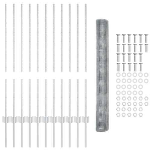 Set ograde za vrt Set od 2 Pocinčani čelik 25 m dug Izdržljivo Cijena