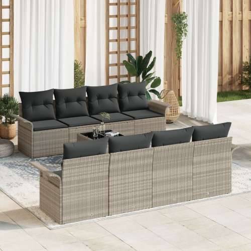 9 komadni vrtni sofa set s jastučićima svijetlosivog poli ratana Cijena