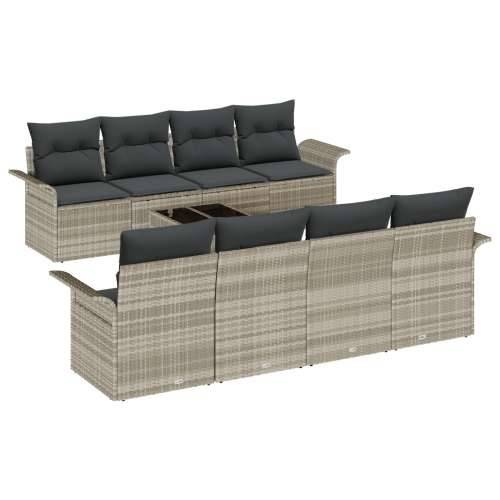 9 komadni vrtni sofa set s jastučićima svijetlosivog poli ratana Cijena