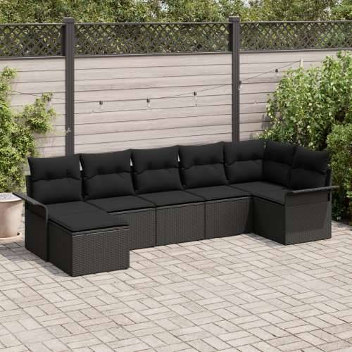 Set vrtnih sofa s jastučićima Crni Poliratan Cijena