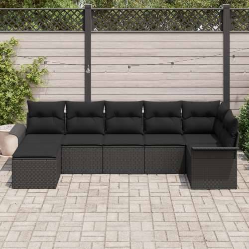 Set vrtnih sofa s jastučićima Crni Poliratan Cijena