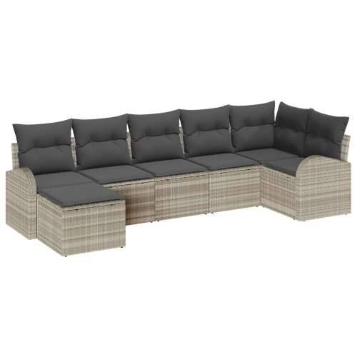 Set vrtnih sofa od 7 komada s jastučićima svijetlo sivi poli ratan Cijena