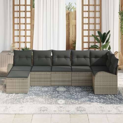 Set vrtnih sofa od 7 komada s jastučićima svijetlo sivi poli ratan Cijena