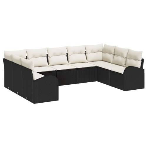 Vrtna garnitura - 9-dijelni set vrtnih sofa s jastučićima crni poli ratan Cijena