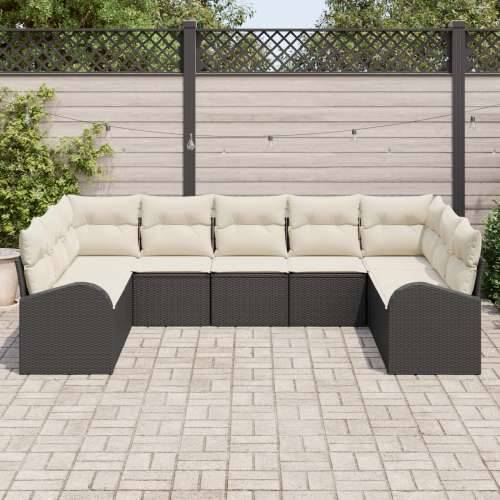 Vrtna garnitura - 9-dijelni set vrtnih sofa s jastučićima crni poli ratan Cijena