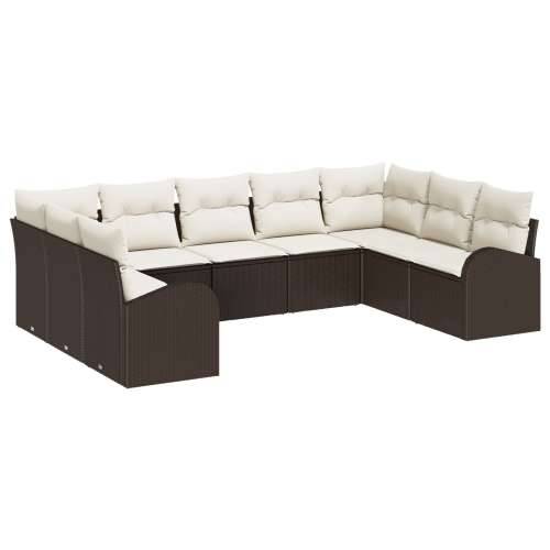 Set vrtnih sofa od 9 dijelova s jastucima smeđi poli ratan Cijena