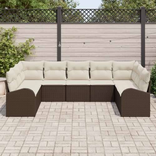 Set vrtnih sofa od 9 dijelova s jastucima smeđi poli ratan Cijena