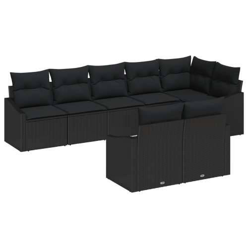 Set vrtne sofe s 8 komada s jastučićima crni poli ratan Cijena
