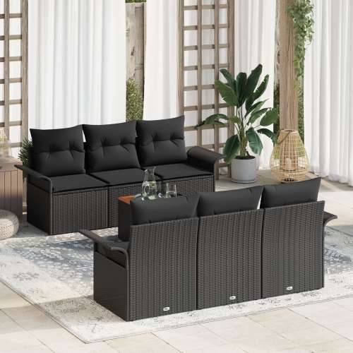 7-komadni vrtni sofa set s jastučićima crni poli ratan akacija Cijena
